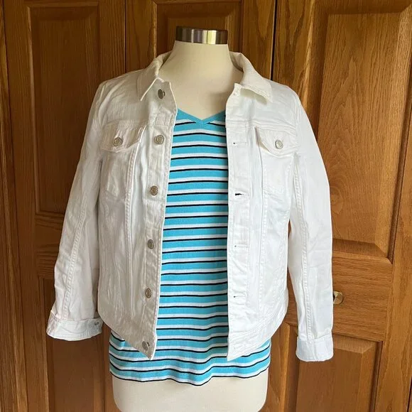 TALBOTS  -- Cotton V-Neck Tee - Merida Stripe -- Excellent Condition - Picture 10 of 13